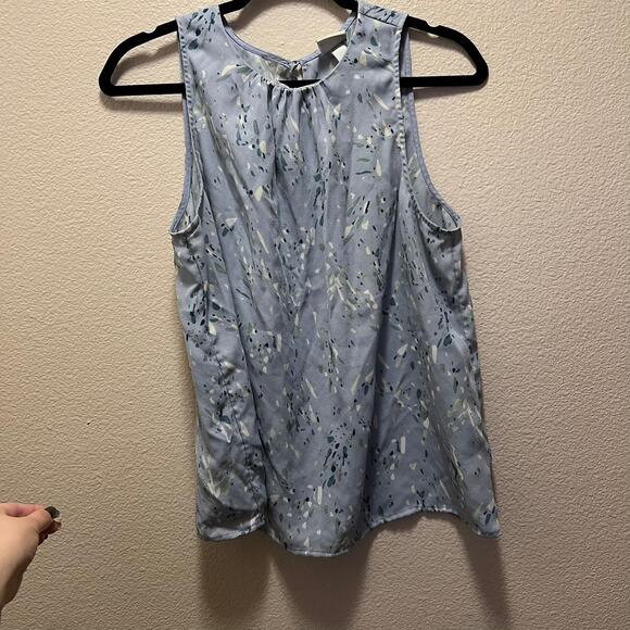 A New Day Baby Blue Geometric Printed Chiffon Sleeveless Blouse Tank Top Sz Med - Picture 3 of 6